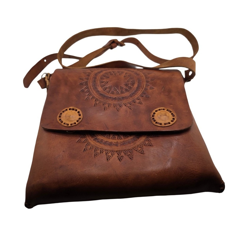 Vintage‎ Leather tooled handcrafted crossbody bag